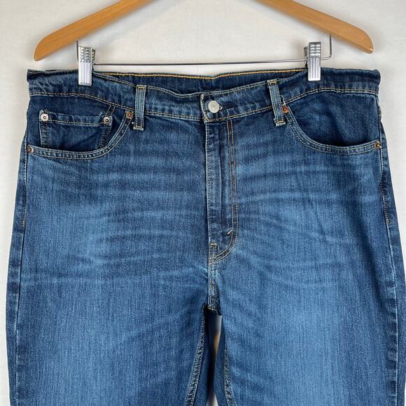 Levis 511 Jeans Mens 38x32 Blue Slim Straight Mid Rise Dark Wash Stretch Denim - Picture 2 of 10